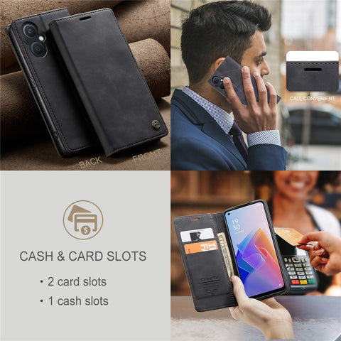 CASEME 013 Series for Oppo A96 5G / Reno7 Z 5G (Global Version)//Reno7 Lite 5G (Global Version) / Reno8 Lite 5G (Global Version) / F21 Pro 5G (Global Version) / Reno8 Z 5G (Global Version) Leather Wallet Phone Stand Case
