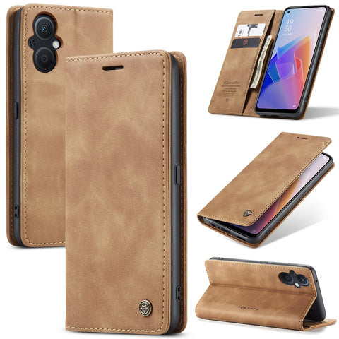 CASEME 013 Series for Oppo A96 5G / Reno7 Z 5G (Global Version)//Reno7 Lite 5G (Global Version) / Reno8 Lite 5G (Global Version) / F21 Pro 5G (Global Version) / Reno8 Z 5G (Global Version) Leather Wallet Phone Stand Case