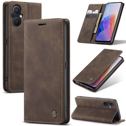 CASEME 013 Series for Oppo A96 5G / Reno7 Z 5G (Global Version)//Reno7 Lite 5G (Global Version) / Reno8 Lite 5G (Global Version) / F21 Pro 5G (Global Version) / Reno8 Z 5G (Global Version) Leather Wallet Phone Stand Case