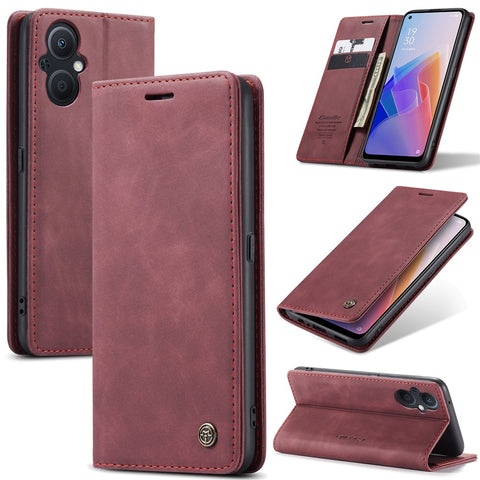 CASEME 013 Series for Oppo A96 5G / Reno7 Z 5G (Global Version)//Reno7 Lite 5G (Global Version) / Reno8 Lite 5G (Global Version) / F21 Pro 5G (Global Version) / Reno8 Z 5G (Global Version) Leather Wallet Phone Stand Case