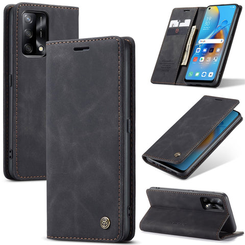 CASEME 013 Series for Oppo F19 / F19s / A74 4G / A95 4G / Reno6 Lite (Global Version) Magnetic Auto-absorbed PU Leather Wallet Case with Stand Function