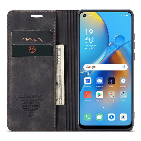 CASEME 013 Series for Oppo F19 / F19s / A74 4G / A95 4G / Reno6 Lite (Global Version) Magnetic Auto-absorbed PU Leather Wallet Case with Stand Function