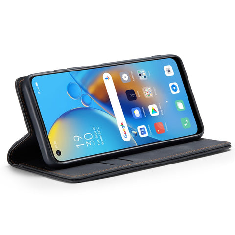 CASEME 013 Series for Oppo F19 / F19s / A74 4G / A95 4G / Reno6 Lite (Global Version) Magnetic Auto-absorbed PU Leather Wallet Case with Stand Function