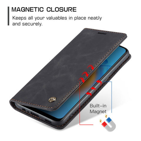 CASEME 013 Series for Oppo F19 / F19s / A74 4G / A95 4G / Reno6 Lite (Global Version) Magnetic Auto-absorbed PU Leather Wallet Case with Stand Function