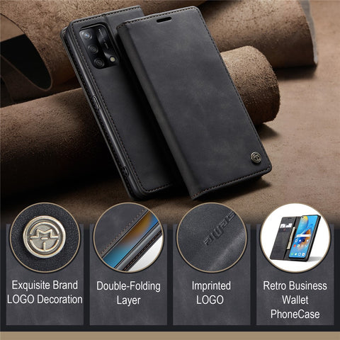 CASEME 013 Series for Oppo F19 / F19s / A74 4G / A95 4G / Reno6 Lite (Global Version) Magnetic Auto-absorbed PU Leather Wallet Case with Stand Function