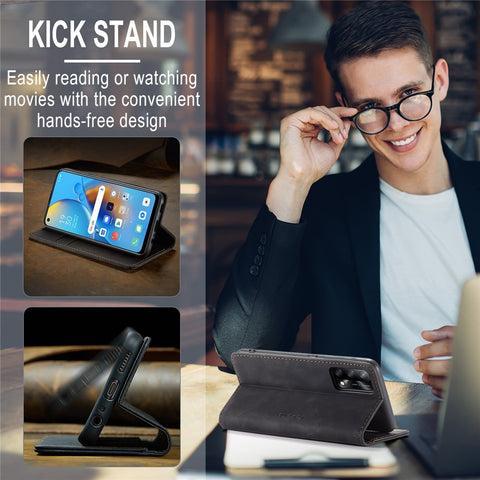 CASEME 013 Series for Oppo F19 / F19s / A74 4G / A95 4G / Reno6 Lite (Global Version) Magnetic Auto-absorbed PU Leather Wallet Case with Stand Function