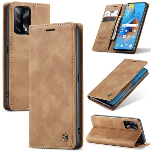 CASEME 013 Series for Oppo F19 / F19s / A74 4G / A95 4G / Reno6 Lite (Global Version) Magnetic Auto-absorbed PU Leather Wallet Case with Stand Function