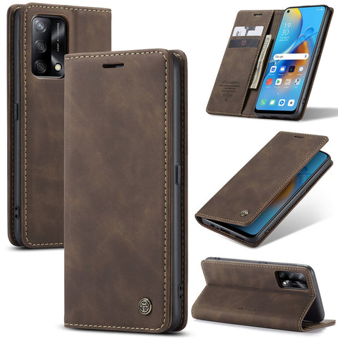 CASEME 013 Series for Oppo F19 / F19s / A74 4G / A95 4G / Reno6 Lite (Global Version) Magnetic Auto-absorbed PU Leather Wallet Case with Stand Function