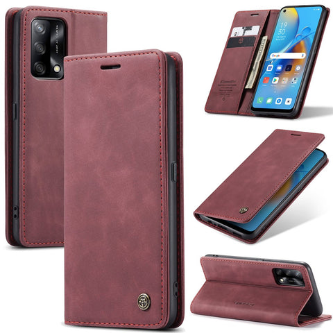 CASEME 013 Series for Oppo F19 / F19s / A74 4G / A95 4G / Reno6 Lite (Global Version) Magnetic Auto-absorbed PU Leather Wallet Case with Stand Function
