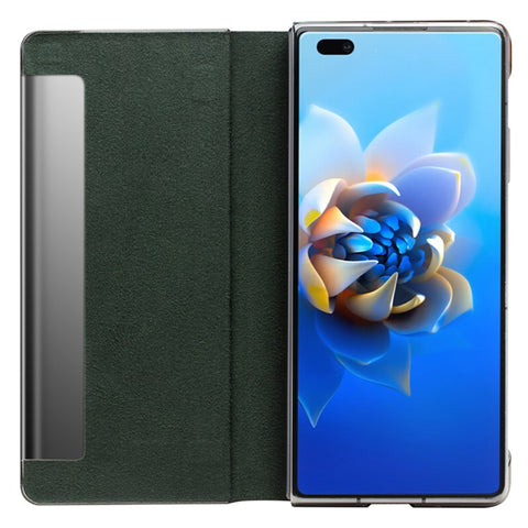 QIALINO Shockproof Cover for Huawei Mate X2 Genuine Cowhide Leather Phone Case Anti-Fall Phone Case with View Window