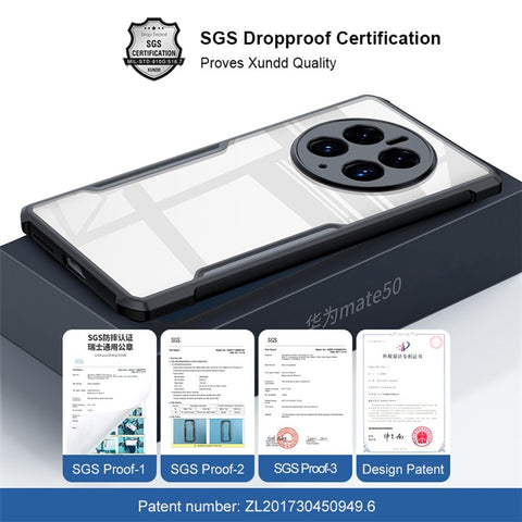 XUNDD For Huawei Mate 50 Pro 4G Drop-proof Phone Case Shock-absorbing Acrylic + TPU Scratch-Proof Mobile Phone Back Cover