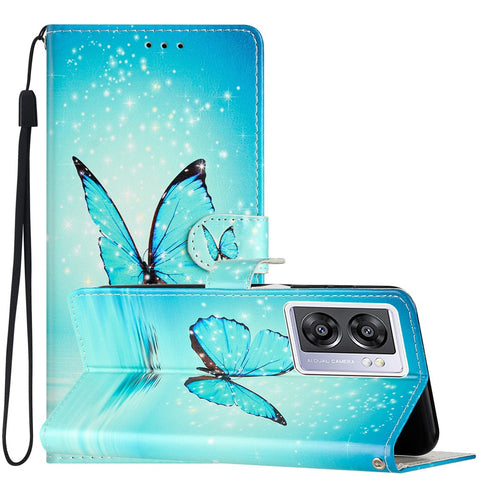 For Oppo A57 4G / A57 (2022) 5G / A77 5G PU Leather Wallet Flip Cover Pattern Printing TPU Inner Shell Magnetic Closure Stand Function Folio Phone Case with Strap