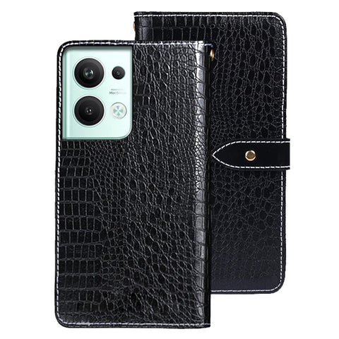 IDEWEI For Oppo Reno9 Pro+ 5G PU Leather Wallet Stand Case Crocodile Texture Magnetic Clasp Shockproof Phone Cover