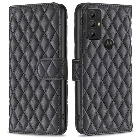 BINFEN COLOR BF Style-14 For Motorola Moto G Play (2023) 4G Imprinted Rhombus Pattern Scratch-resistant Phone Case PU Leather Flip Wallet Stand Cover
