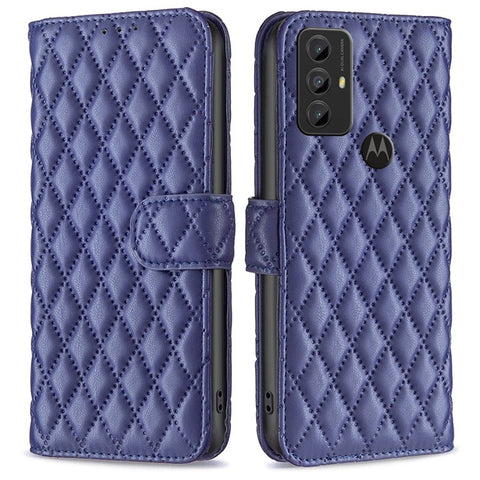 BINFEN COLOR BF Style-14 For Motorola Moto G Play (2023) 4G Imprinted Rhombus Pattern Scratch-resistant Phone Case PU Leather Flip Wallet Stand Cover