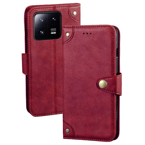 IDEWEI For Xiaomi 13 5G Fine Texture PU Leather Stand Phone Case Magnetic Clasp Smartphone Wallet Cover