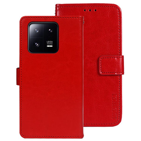 IDEWEI For Xiaomi 13 5G Crazy Horse Texture PU Leather Phone Wallet Cover Foldable Stand Folio Flip Case