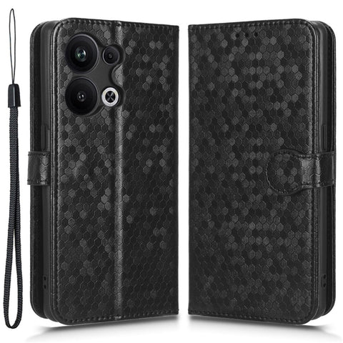 Protective Phone Case For Oppo Reno9 Pro+ 5G Flip Leather Wallet Dot Pattern Imprinted Phone Cover Stand with Strap