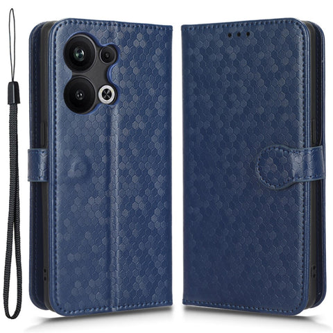 Protective Phone Case For Oppo Reno9 Pro+ 5G Flip Leather Wallet Dot Pattern Imprinted Phone Cover Stand with Strap