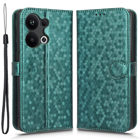 Protective Phone Case For Oppo Reno9 Pro+ 5G Flip Leather Wallet Dot Pattern Imprinted Phone Cover Stand with Strap