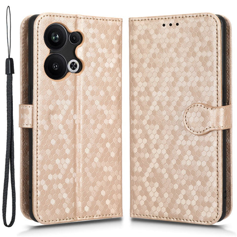 Protective Phone Case For Oppo Reno9 Pro+ 5G Flip Leather Wallet Dot Pattern Imprinted Phone Cover Stand with Strap