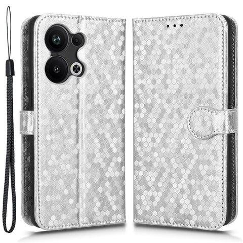 Protective Phone Case For Oppo Reno9 Pro+ 5G Flip Leather Wallet Dot Pattern Imprinted Phone Cover Stand with Strap