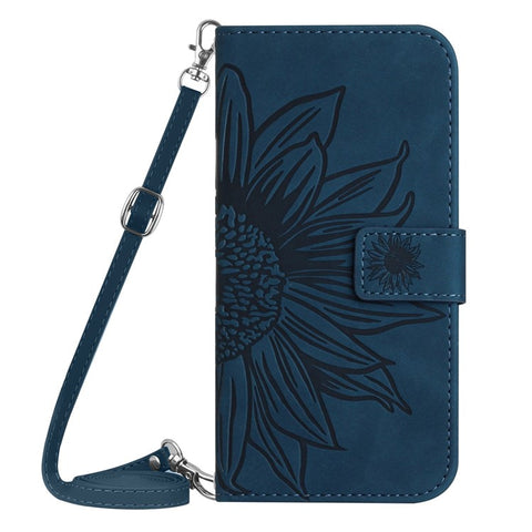 Protective Phone Cover For Oppo Reno9 Pro+ 5G, HT04 PU Leather Sunflower Imprinted Wallet Stand Skin-touch Feeling Flip Phone Case with Shoulder Strap