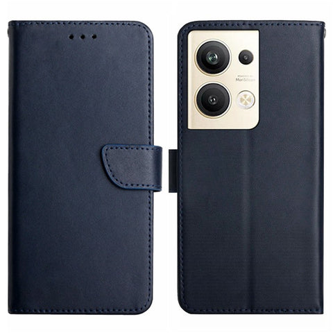 HT02 Genuine Leather Phone Case for Oppo Reno9 Pro+ 5G, Nappa Texture Wallet Stand Protective Cover
