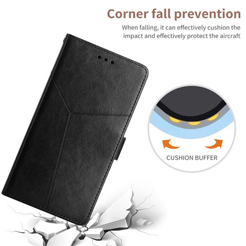 HT01 For Oppo Reno9 Pro+ 5G Anti-scratch Imprinted Y-Shaped Lines Phone Case PU Leather Wallet Foldable Stand Shell