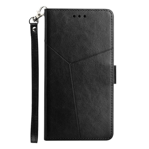 HT01 For Oppo Reno9 Pro+ 5G Anti-scratch Imprinted Y-Shaped Lines Phone Case PU Leather Wallet Foldable Stand Shell