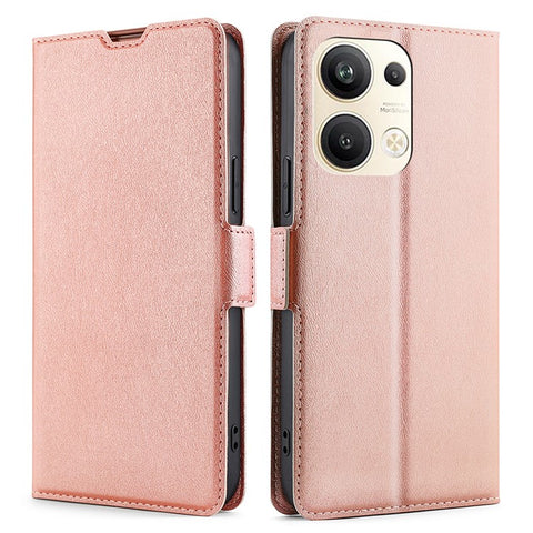 For Oppo Reno9 Pro+ 5G Dual Magnetic Clasp Protective Cover PU Leather Foldable Stand Card Slot Phone Case