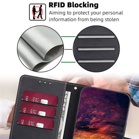 For Oppo Reno9 Pro+ 5G Cell Phone Case PU Leather Anti-Dust RFID Blocking Magnetic Wallet Stand Folio Cover