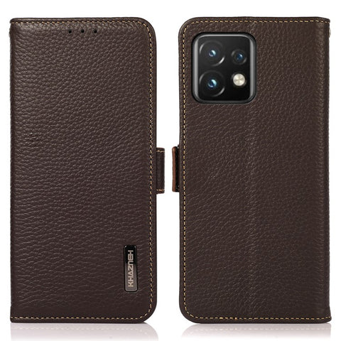 KHAZNEH for Motorola Moto Edge 40 Pro 5G / Moto X40 5G Full Protection Wallet RFID Blocking Stand Phone Case Litchi Texture Genuine Leather Flip Phone Cover