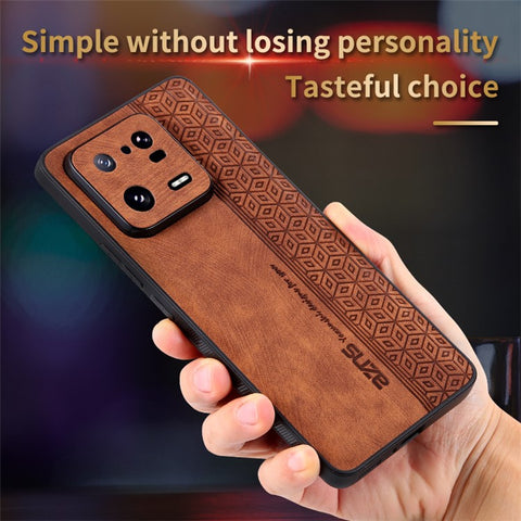 AZNS For Xiaomi 13 5G Imprinted Pattern Anti-Fading PU Leather Coated TPU Cover Anti-slip Cell Phone Case