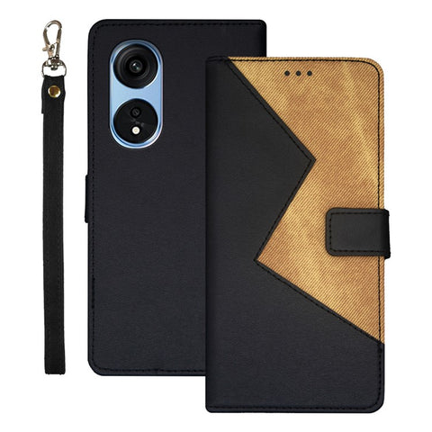 IDEWEI For Oppo A1 Pro 5G / Reno8 T 5G Color Splicing PU Leather Card Slots Phone Cover Folio Flip Stand Case with Wrist Strap