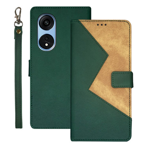 IDEWEI For Oppo A1 Pro 5G / Reno8 T 5G Color Splicing PU Leather Card Slots Phone Cover Folio Flip Stand Case with Wrist Strap