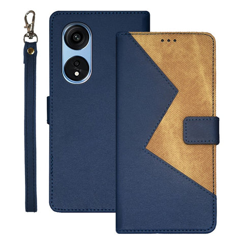 IDEWEI For Oppo A1 Pro 5G / Reno8 T 5G Color Splicing PU Leather Card Slots Phone Cover Folio Flip Stand Case with Wrist Strap