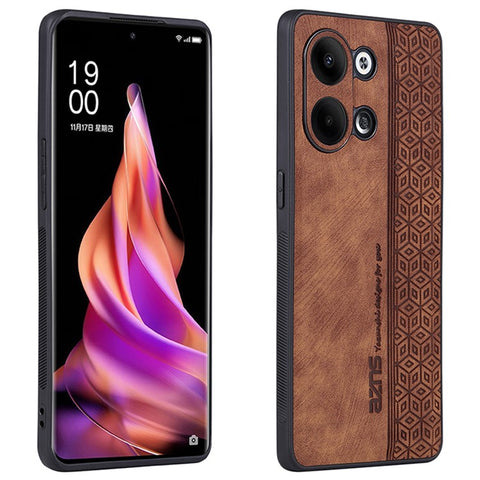 AZNS For Oppo Reno9 5G Imprinted Pattern Phone Case Anti-slip Scratch-resistant PU Leather Coated TPU Cover