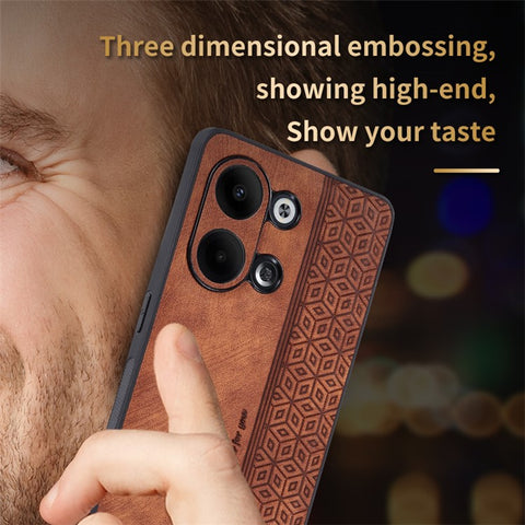 AZNS For Oppo Reno9 5G Imprinted Pattern Phone Case Anti-slip Scratch-resistant PU Leather Coated TPU Cover