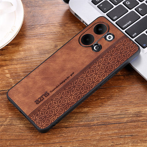 AZNS For Oppo Reno9 Pro 5G Imprinted Pattern Ultra Slim Phone Case Anti-drop PU Leather Coated TPU Protective Cover