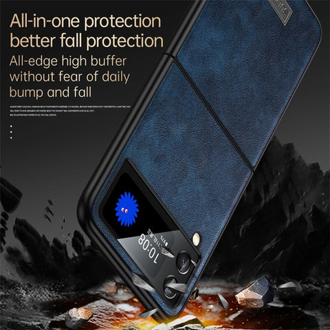 SULADA For Samsung Galaxy Z Flip4 5G PU Leather Coated TPU + PC Anti-fall Phone Case Scratch-resistant Cell Phone Cover