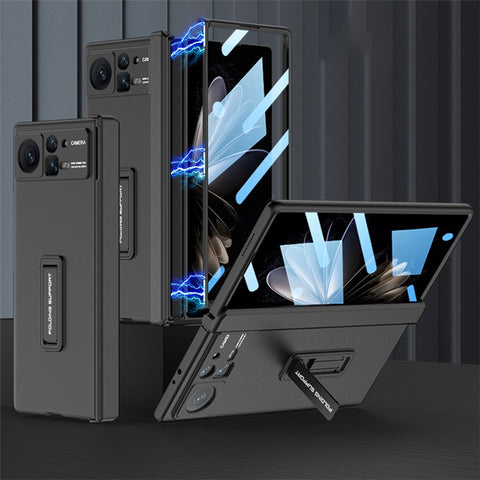 GKK For Xiaomi Mix Fold 2 5G Anti-Drop Hard PC Hinge Protection Case Kickstand Shockproof Protective Phone Cover with Tempered Glass Film