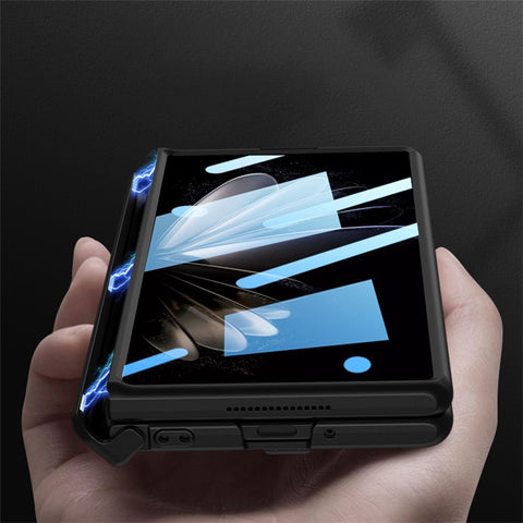 GKK For Xiaomi Mix Fold 2 5G Anti-Drop Hard PC Hinge Protection Case Kickstand Shockproof Protective Phone Cover with Tempered Glass Film