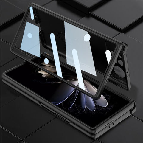 GKK For Xiaomi Mix Fold 2 5G Anti-Drop Hard PC Hinge Protection Case Kickstand Shockproof Protective Phone Cover with Tempered Glass Film
