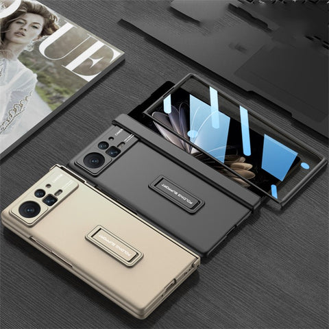 GKK For Xiaomi Mix Fold 2 5G Anti-Drop Hard PC Hinge Protection Case Kickstand Shockproof Protective Phone Cover with Tempered Glass Film