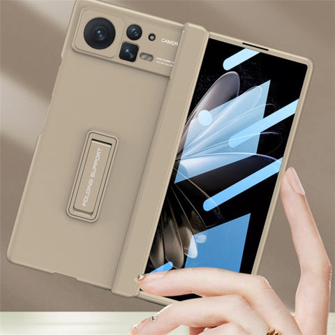 GKK For Xiaomi Mix Fold 2 5G Anti-Drop Hard PC Hinge Protection Case Kickstand Shockproof Protective Phone Cover with Tempered Glass Film