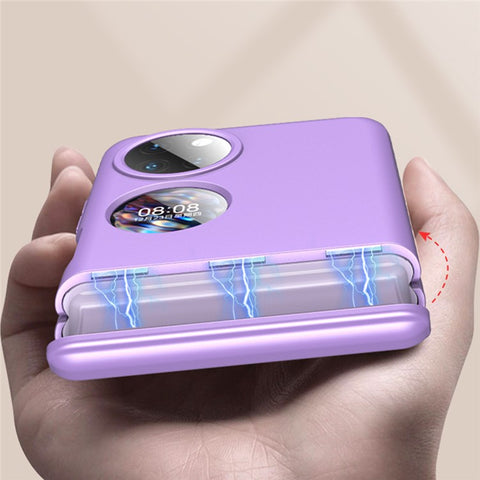 GKK For Huawei P50 Pocket Hard PC Phone Case Magnetic Hinge Full Protection Cover with Rear Small Screen Film / Camera Lens Film