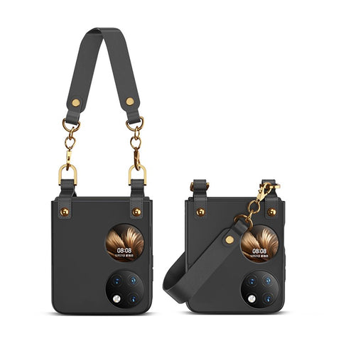 GKK For Huawei P50 Pocket Handbag Style Ultra Slim Phone Case Hard PC Back Cover with PU Leather Hand Strap