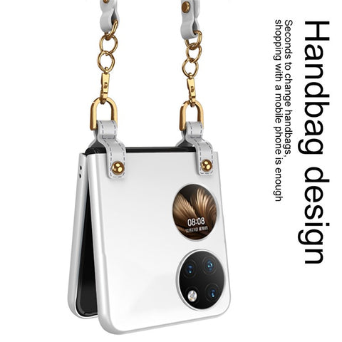 GKK For Huawei P50 Pocket Handbag Style Ultra Slim Phone Case Hard PC Back Cover with PU Leather Hand Strap