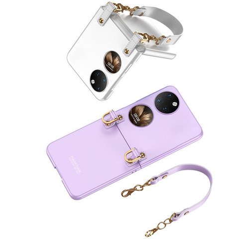 GKK For Huawei P50 Pocket Handbag Style Ultra Slim Phone Case Hard PC Back Cover with PU Leather Hand Strap